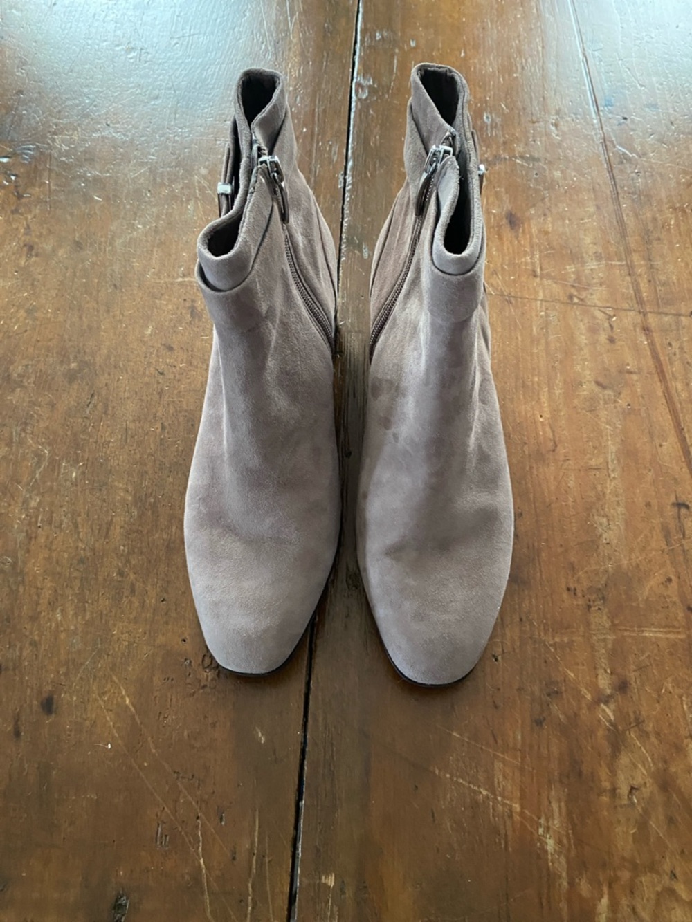 Women’s Taupe Suede Ankle Boots - Stylish Zip Closure
